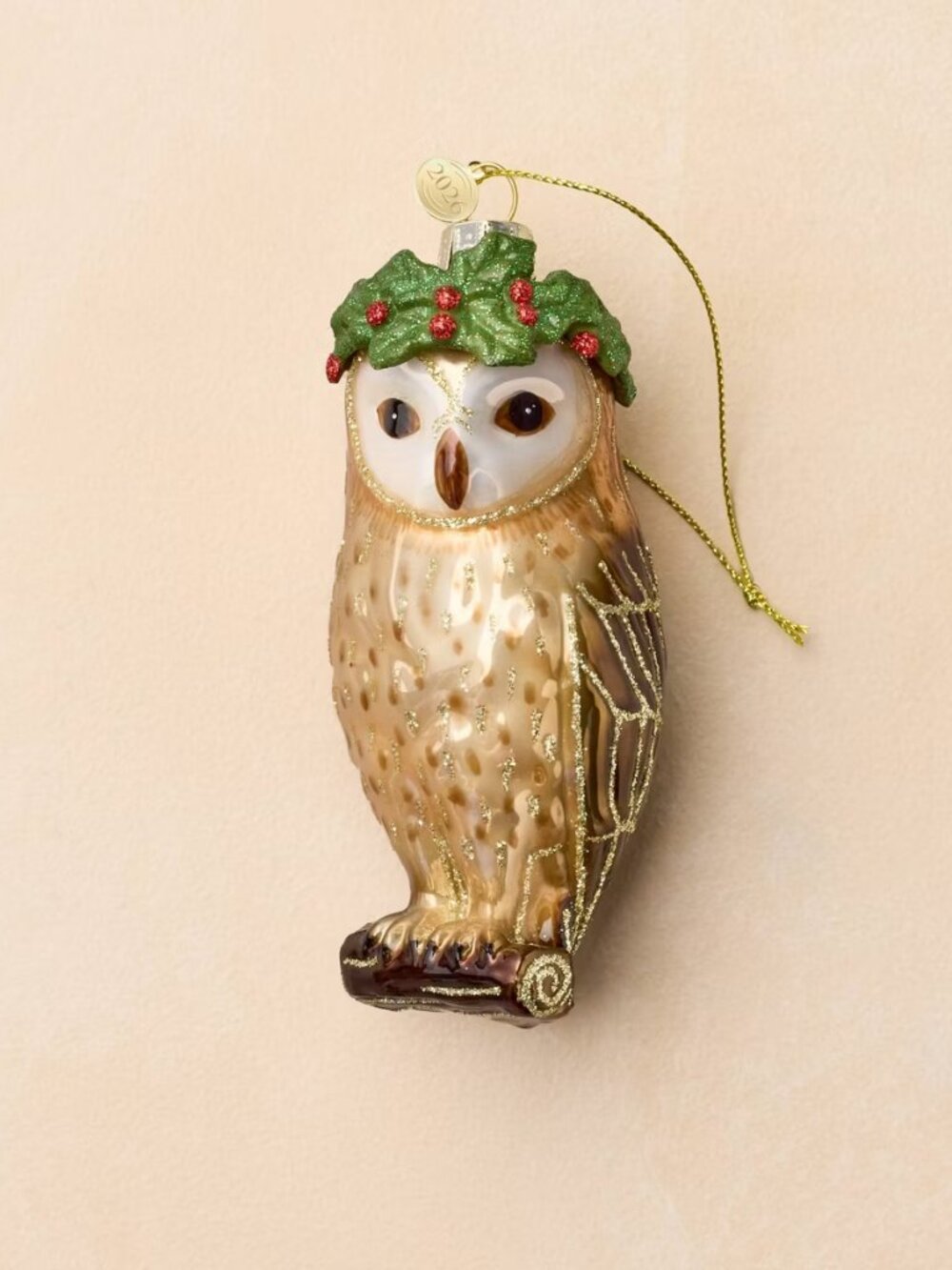 John Derian for Target Glass Owl with Laurel Christmas Tree Ornament NWT